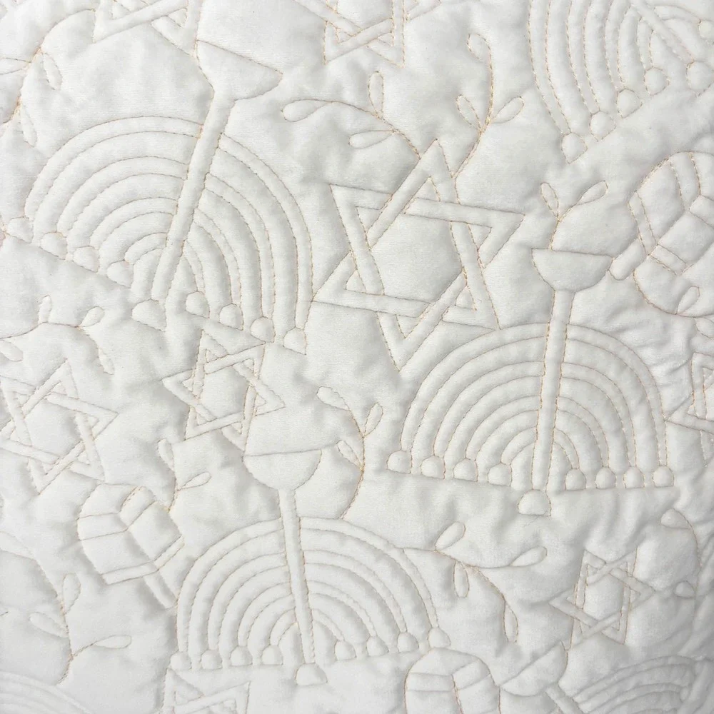 Tahari Home Hanukkah Throw Pillow Ivory Gold Embroidered with Insert 20 x 20